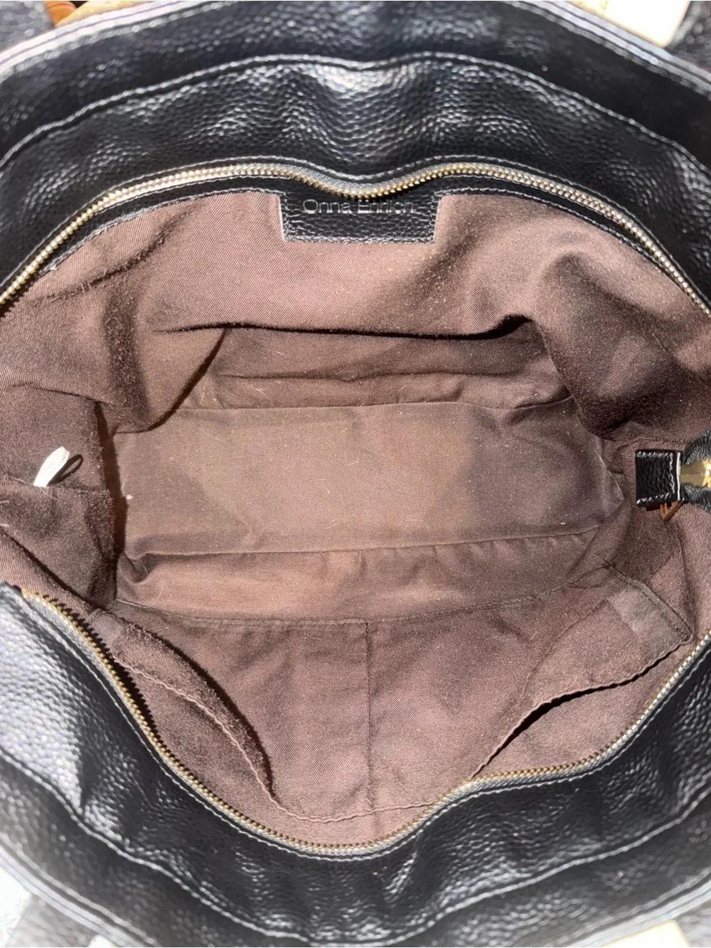 Onna Ehrlich Black Pebbled Leather Tote Shoulder Bag
